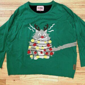 Tipsy Elves Electrocuted Cat Ugly Christmas Sweater XXL